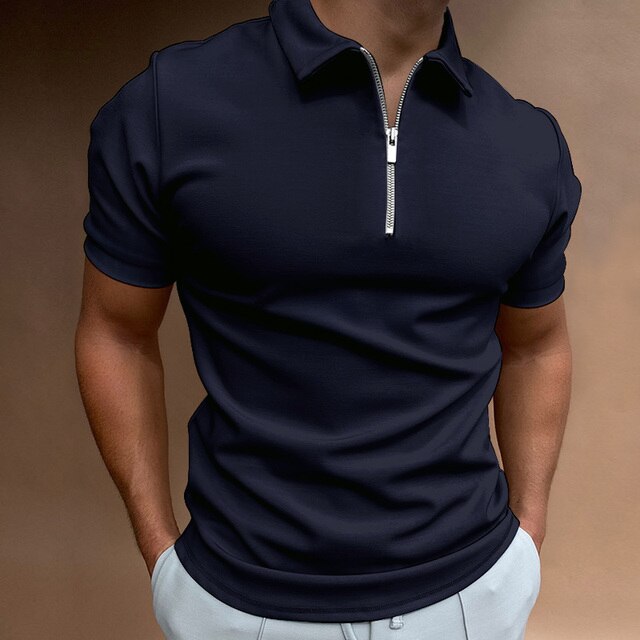 Freddie - Casual Men's Polo Shirt with Short Sleeves and Zip Detail