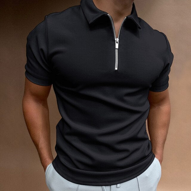 Freddie - Casual Men's Polo Shirt with Short Sleeves and Zip Detail