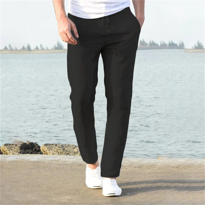 Freddie - Smart Men's Linen Trousers with Drawstring Waist and Straight Leg Fit