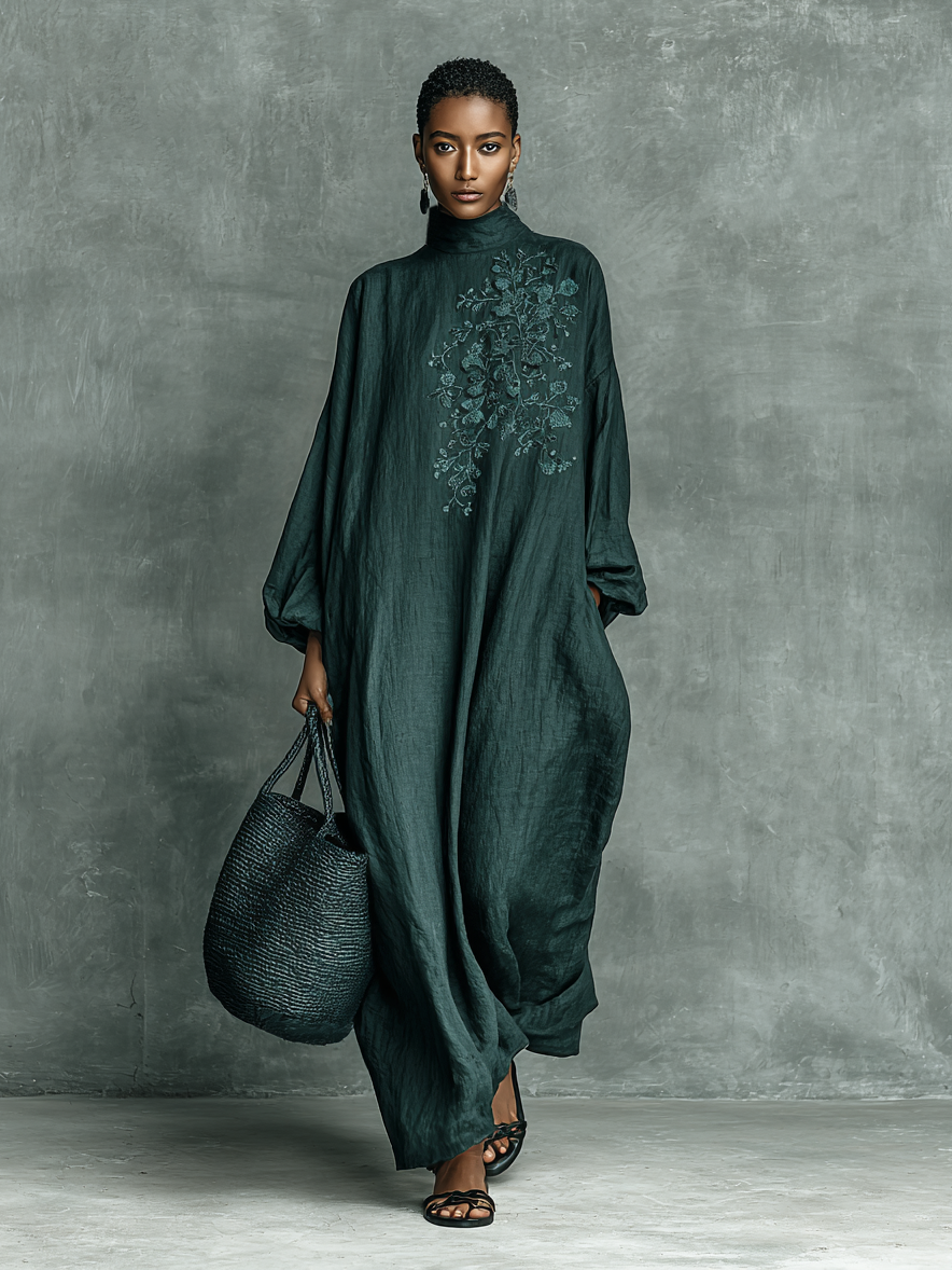 Freya - Boho Wedding Guest Dress for Women with Embroidered Detail and Oversized Sleeves