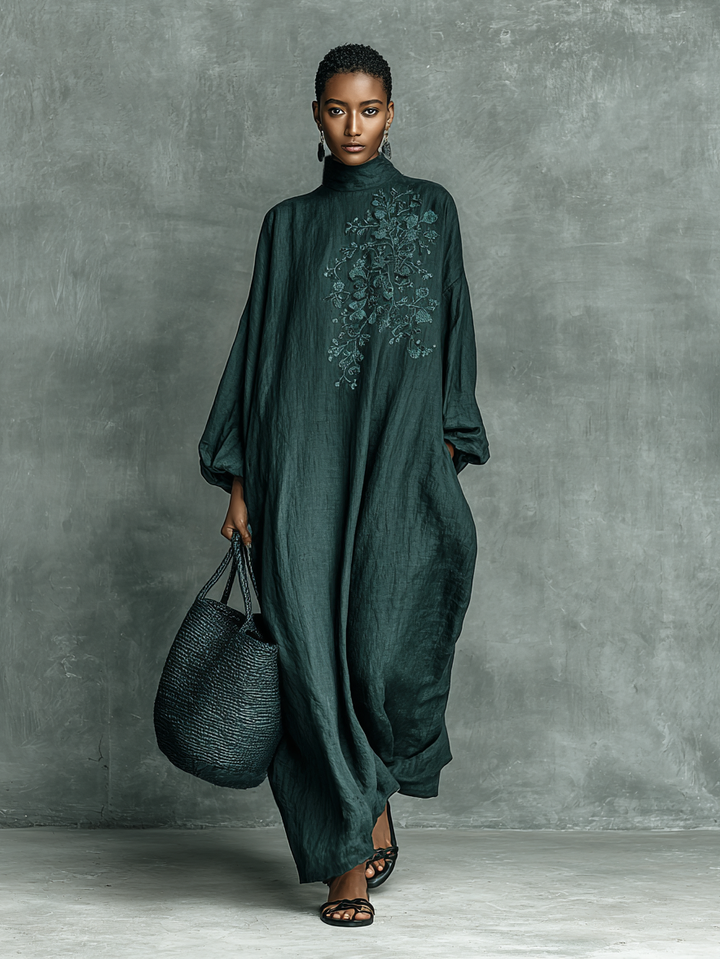 Freya - Boho Wedding Guest Dress for Women with Embroidered Detail and Oversized Sleeves
