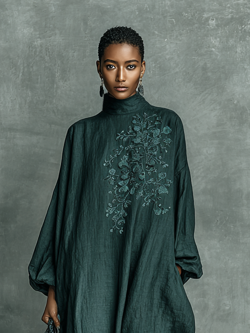 Freya - Boho Wedding Guest Dress for Women with Embroidered Detail and Oversized Sleeves
