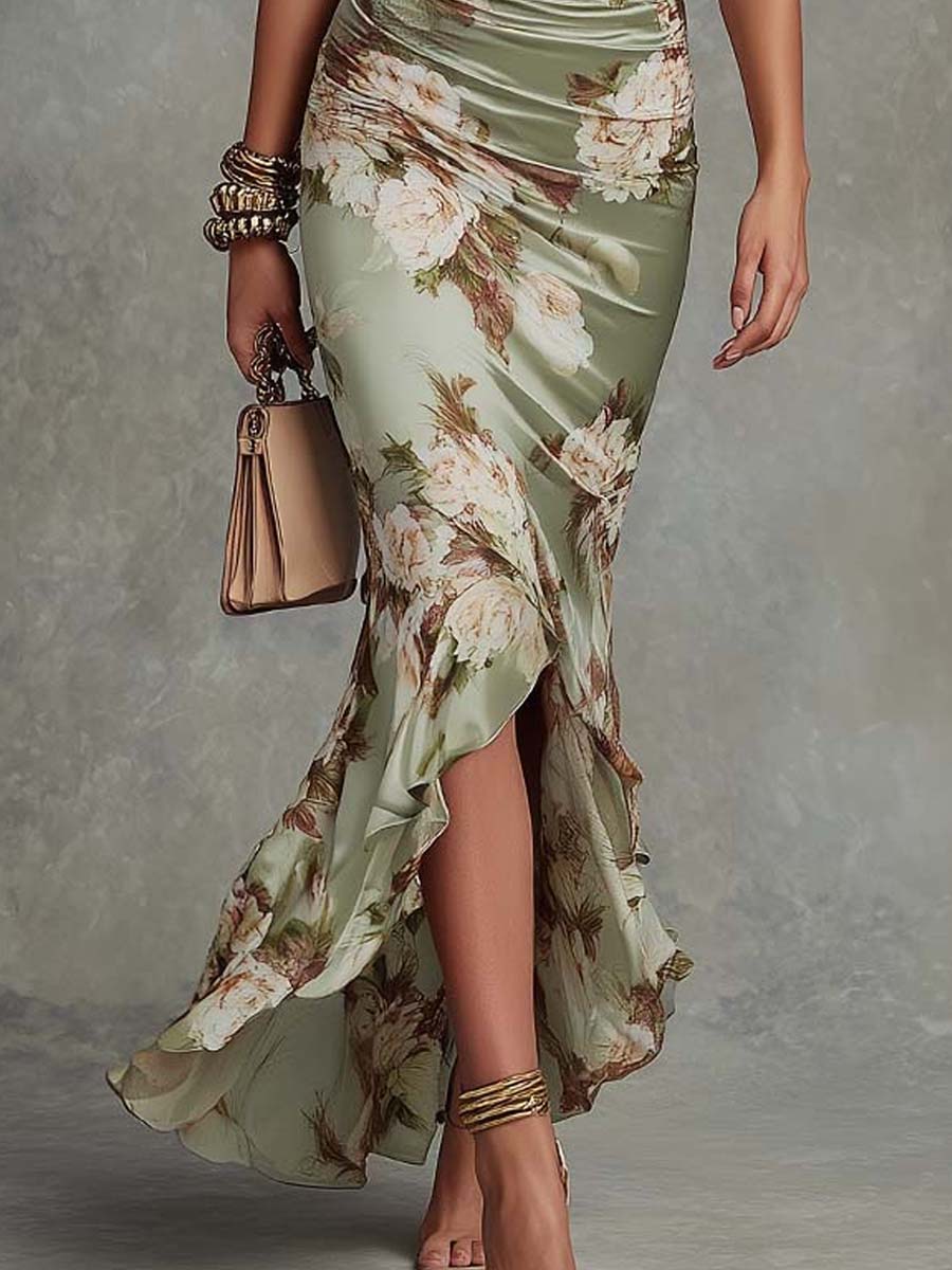 Freya - Boho Women's Maxi Dress with Ruffled Sleeves and V-Neck