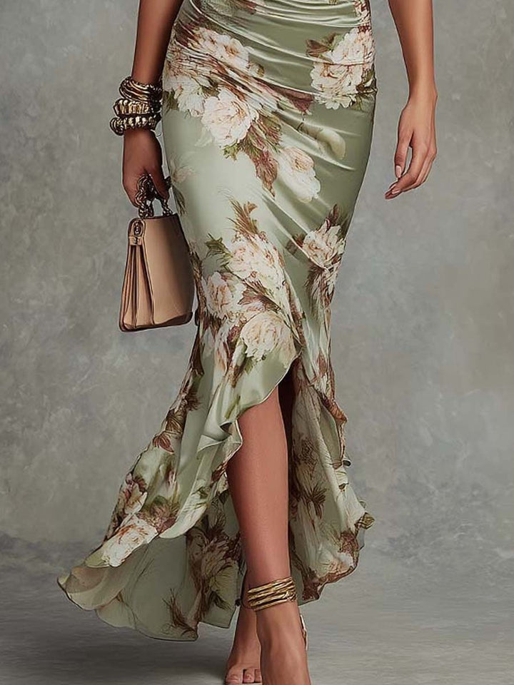 Freya - Boho Women's Maxi Dress with Ruffled Sleeves and V-Neck