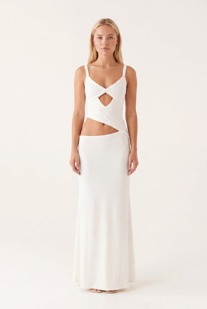 Freya - Chic Women's Prom Dress with Cutout Waist and Crossover Neckline