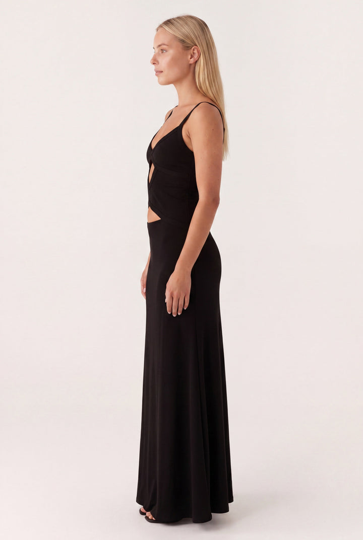 Freya - Chic Women's Prom Dress with Cutout Waist and Crossover Neckline