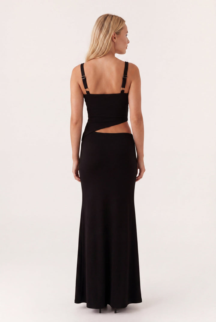 Freya - Chic Women's Prom Dress with Cutout Waist and Crossover Neckline