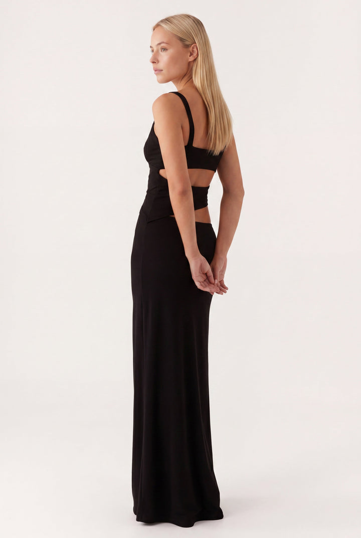Freya - Chic Women's Prom Dress with Cutout Waist and Crossover Neckline
