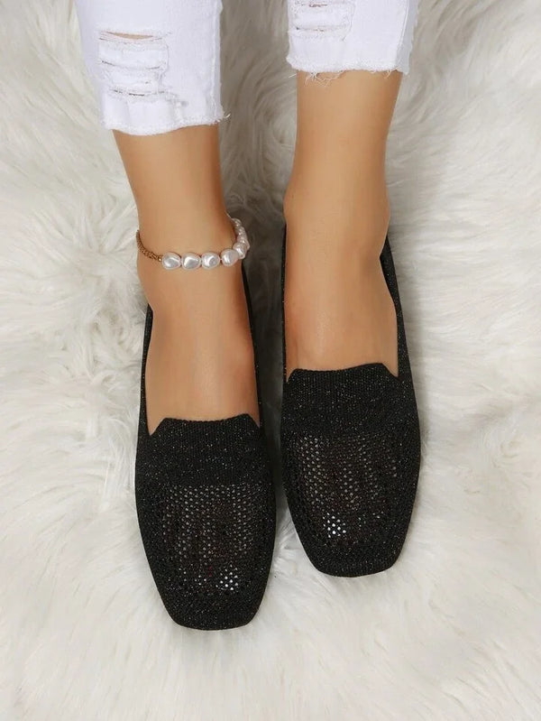 Freya - Comfort Women's Platform Ballerinas with Woven Knit Design