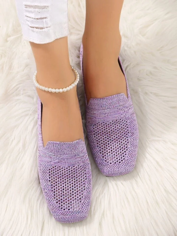 Freya - Comfort Women's Platform Ballerinas with Woven Knit Design