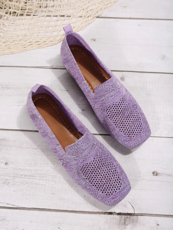 Freya - Comfort Women's Platform Ballerinas with Woven Knit Design