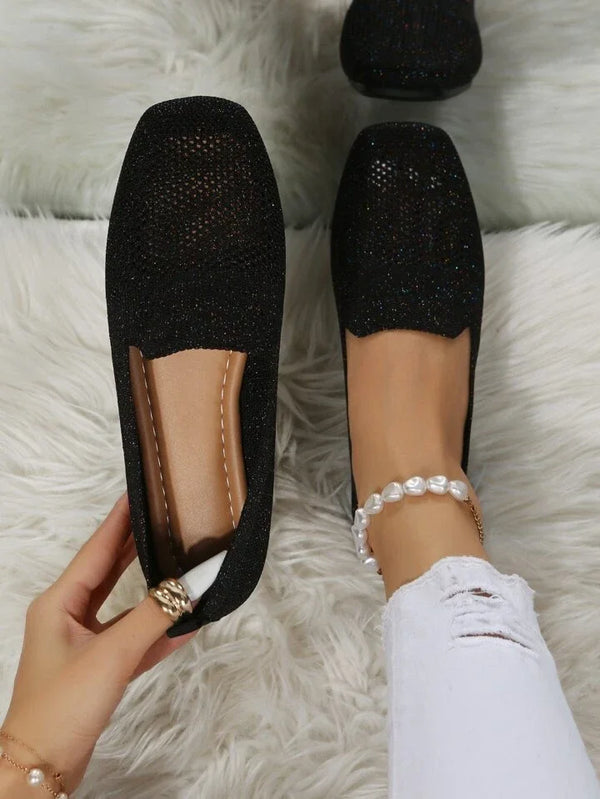 Freya - Comfort Women's Platform Ballerinas with Woven Knit Design