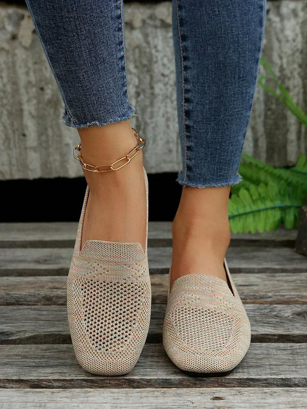 Freya - Comfort Women's Platform Ballerinas with Woven Knit Design