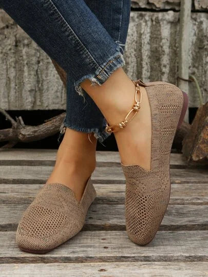 Freya - Comfort Women's Platform Ballerinas with Woven Knit Design