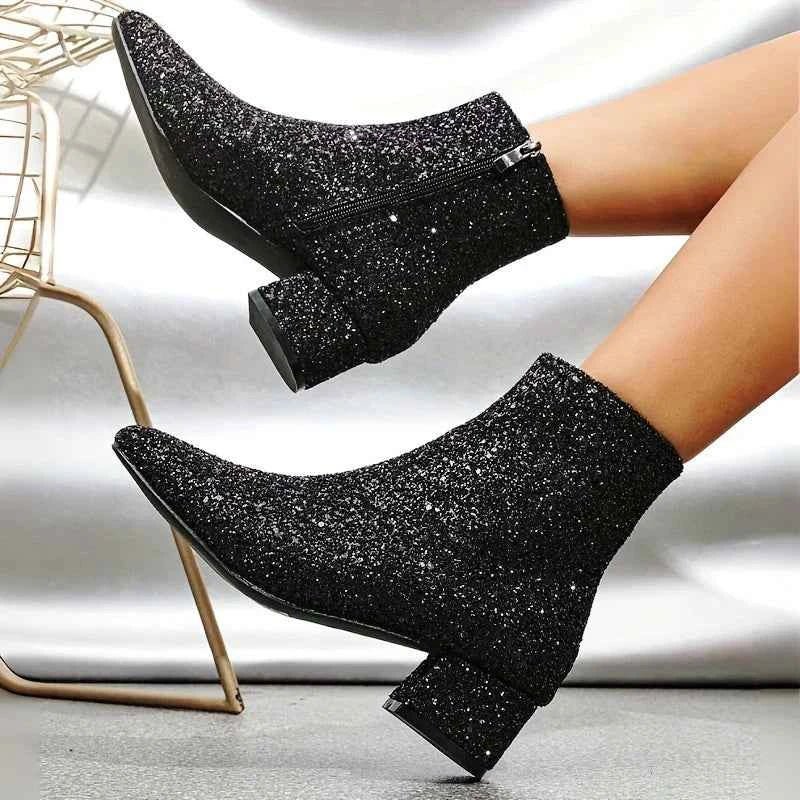 Isla - Women's Party Ankle Boots with Comfort Fit and Glitter Finish