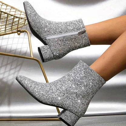Isla - Women's Party Ankle Boots with Comfort Fit and Glitter Finish