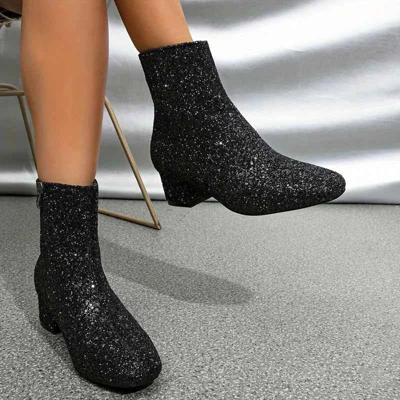 Isla - Women's Party Ankle Boots with Comfort Fit and Glitter Finish