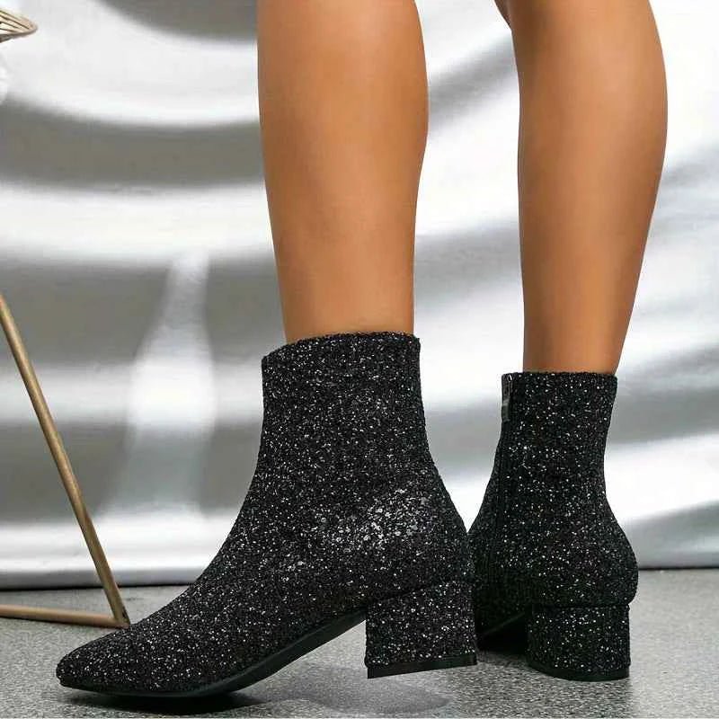 Isla - Women's Party Ankle Boots with Comfort Fit and Glitter Finish
