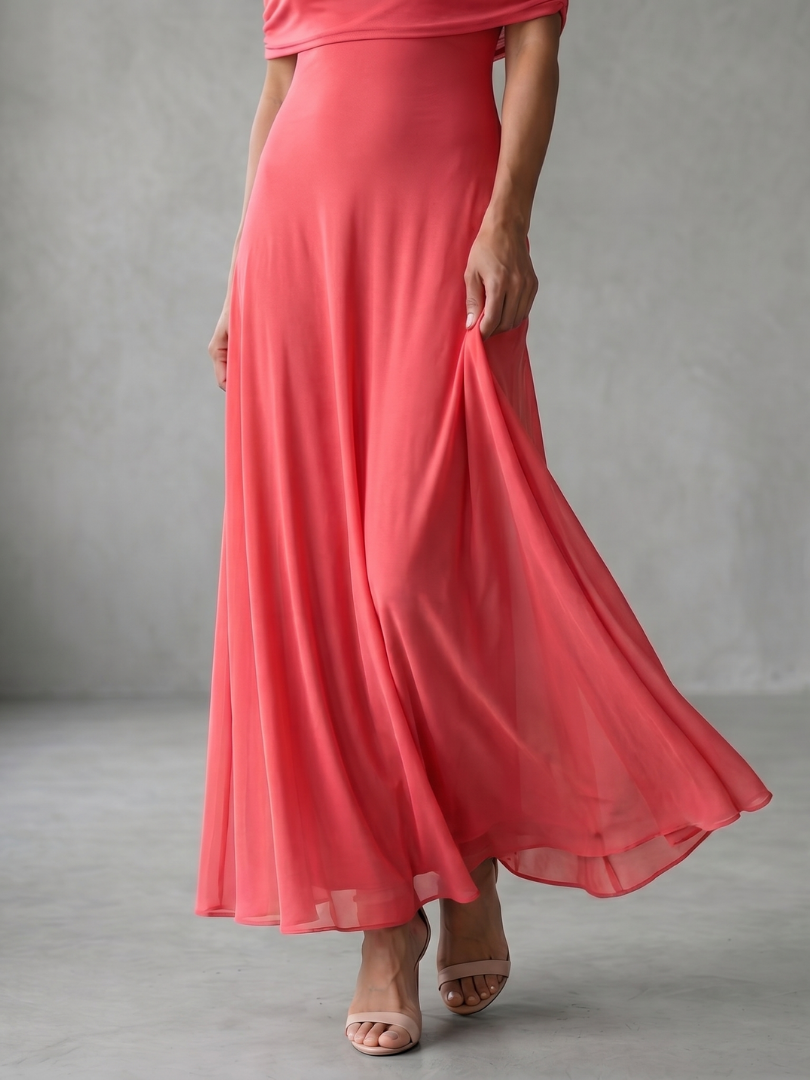 Freya - Elegant Women's Wedding Guest Dress with Off-Shoulder Design