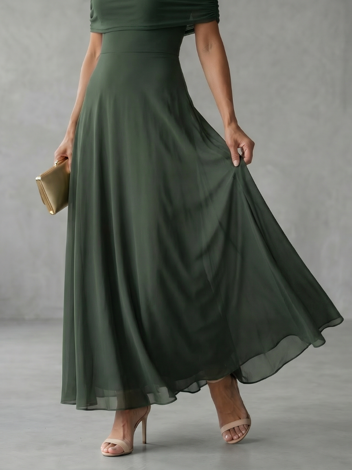Freya - Elegant Women's Wedding Guest Dress with Off-Shoulder Design