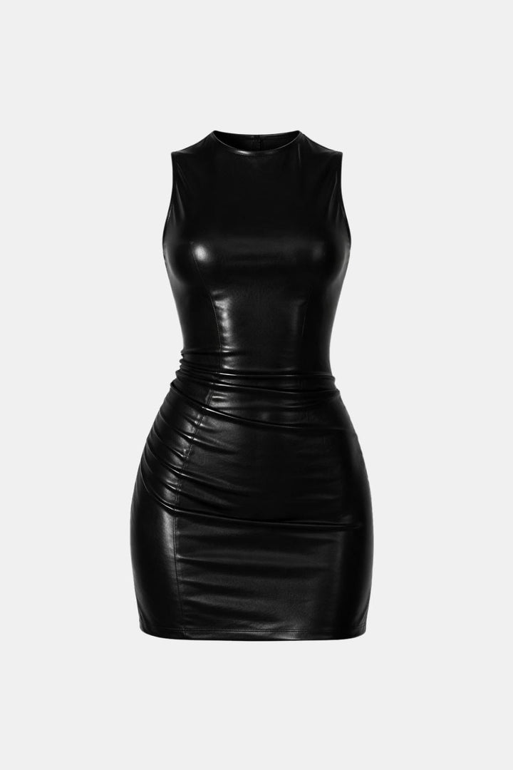 Freya - Women's Mini Dress with High Neck and Sleeveless Bodycon Fit
