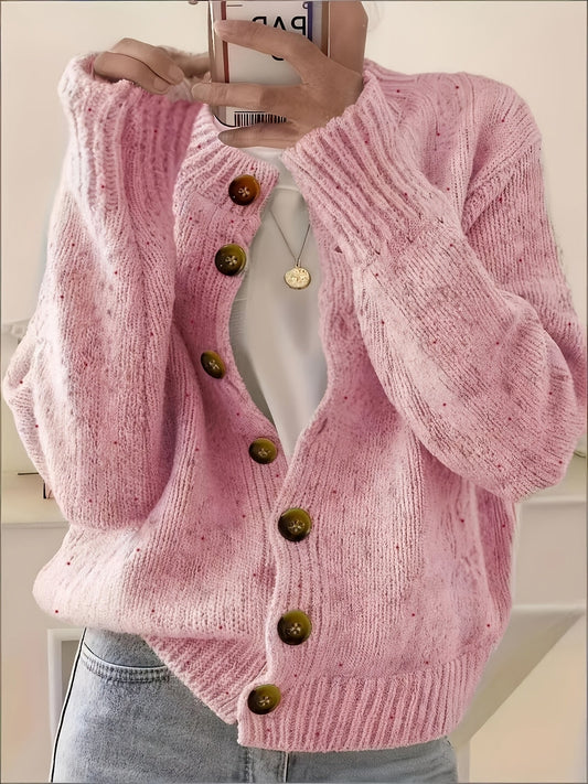Freya - Women's Autumn Cardigan Knitted with Button Front