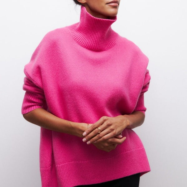 Freya - Women's Jumper for Autumn with Roll Neck and Oversized Fit
