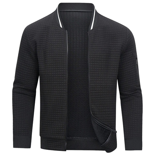 George - Men's Bomber Jacket Casual Textured Knit with Zip for Autumn