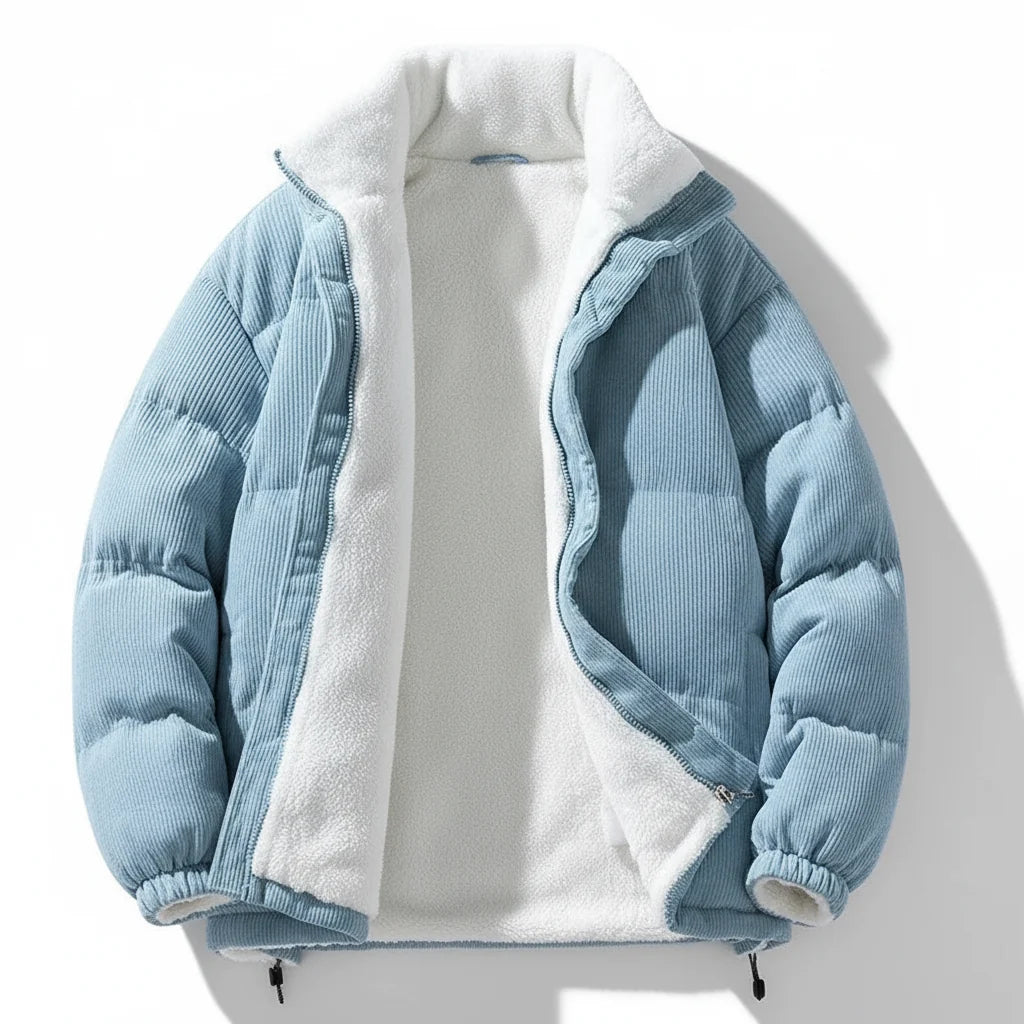 George - Men's fleece lined quilted puffer jacket with high collar