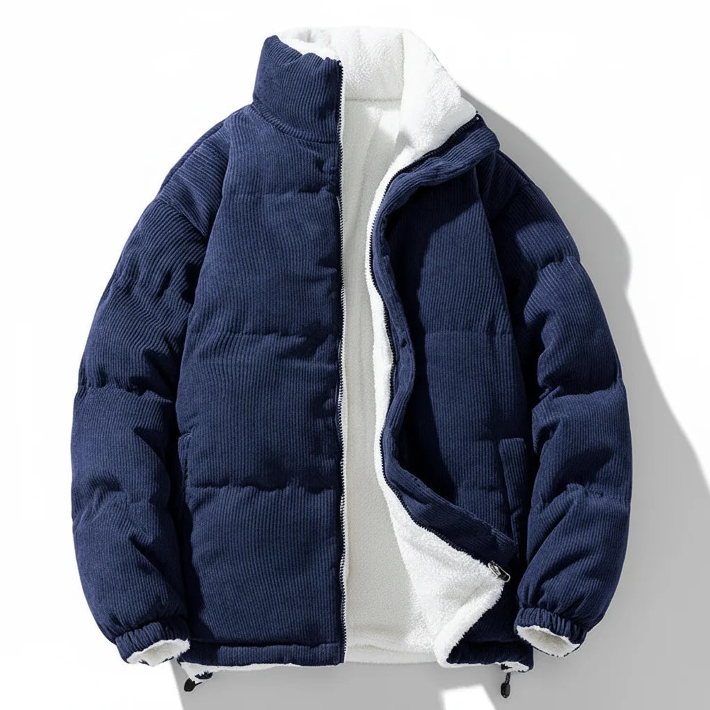 George - Men's fleece lined quilted puffer jacket with high collar