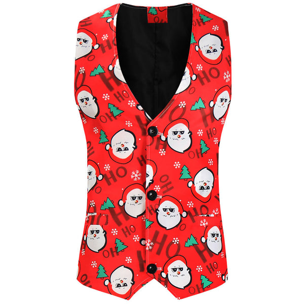 George - Men's tailored Christmas waistcoat with all over Santa print