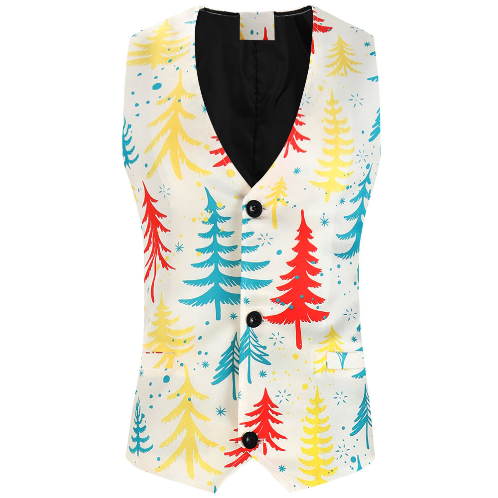 George - Men's tailored Christmas waistcoat with all over Santa print