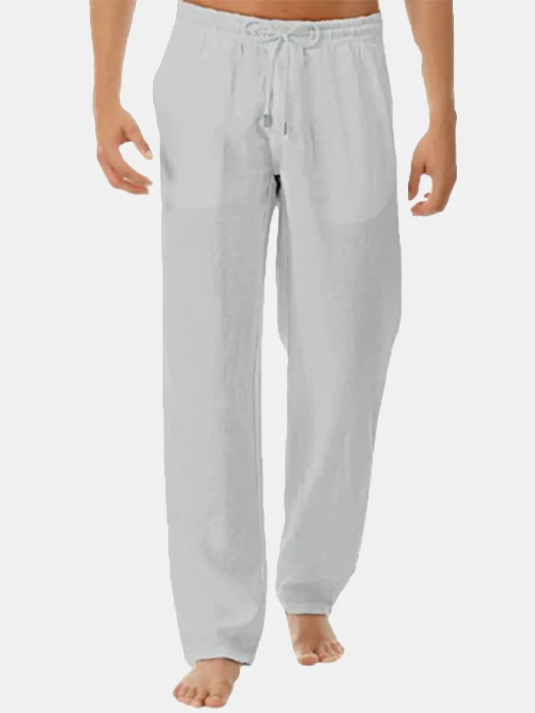 George - Smart Men's Linen Trousers with Elastic Cuffs and Drawstring Waist