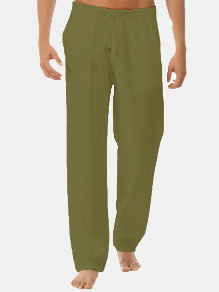 George - Smart Men's Linen Trousers with Elastic Cuffs and Drawstring Waist