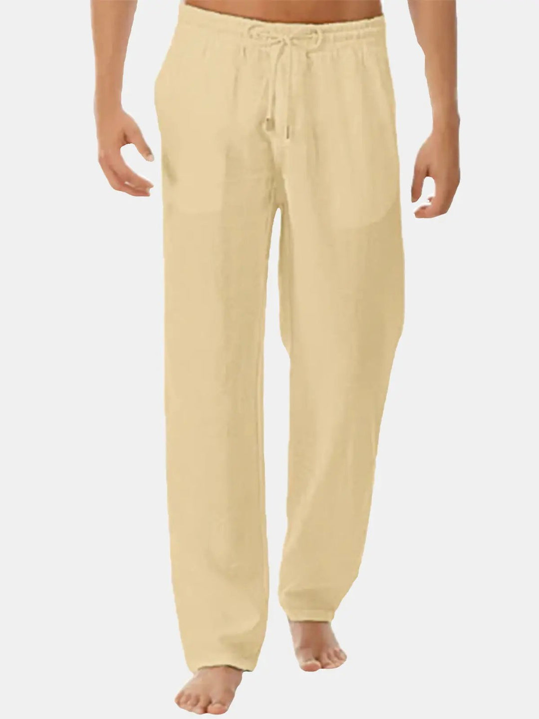 George - Smart Men's Linen Trousers with Elastic Cuffs and Drawstring Waist
