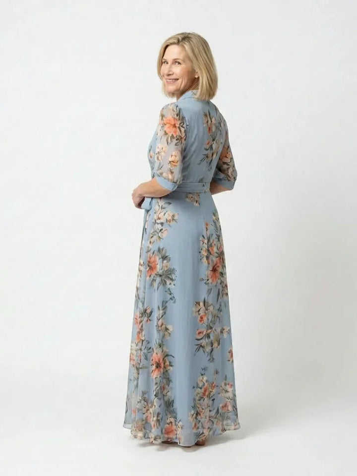 Grace - Elegant Plus Size Maxi Dress for Women with Wrap Bodice and Collared Neckline
