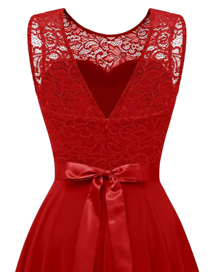 Grace - Elegant Women's Wedding Guest Dress with Floral Bodice and Asymmetric Hem
