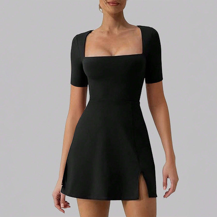 Grace - Elegant Women's Wedding Guest Dress with Square Neck and Side Slit