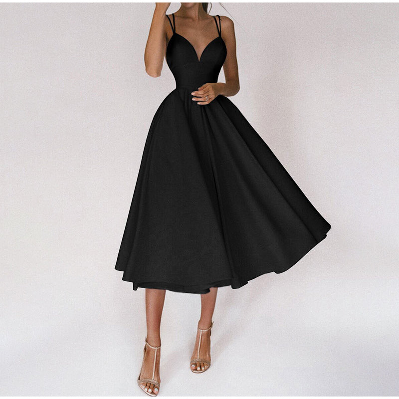 Grace - Elegant Women's Wedding Guest Midi Dress with Sweetheart Neckline and Full Skirt