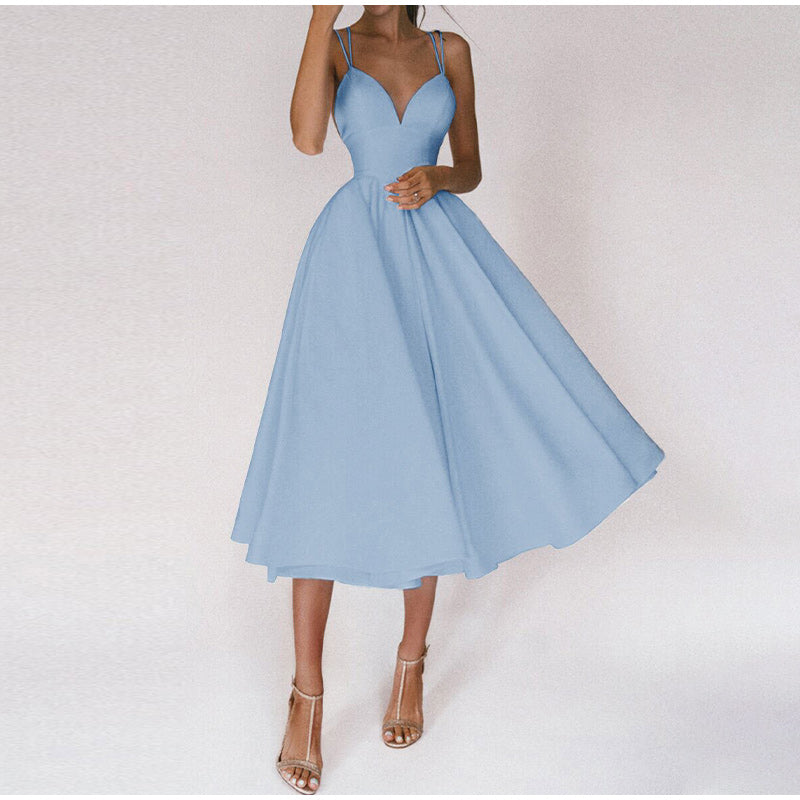 Grace - Elegant Women's Wedding Guest Midi Dress with Sweetheart Neckline and Full Skirt
