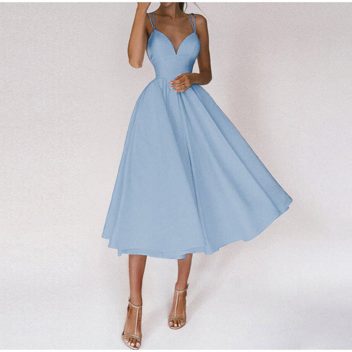 Grace - Elegant Women's Wedding Guest Midi Dress with Sweetheart Neckline and Full Skirt