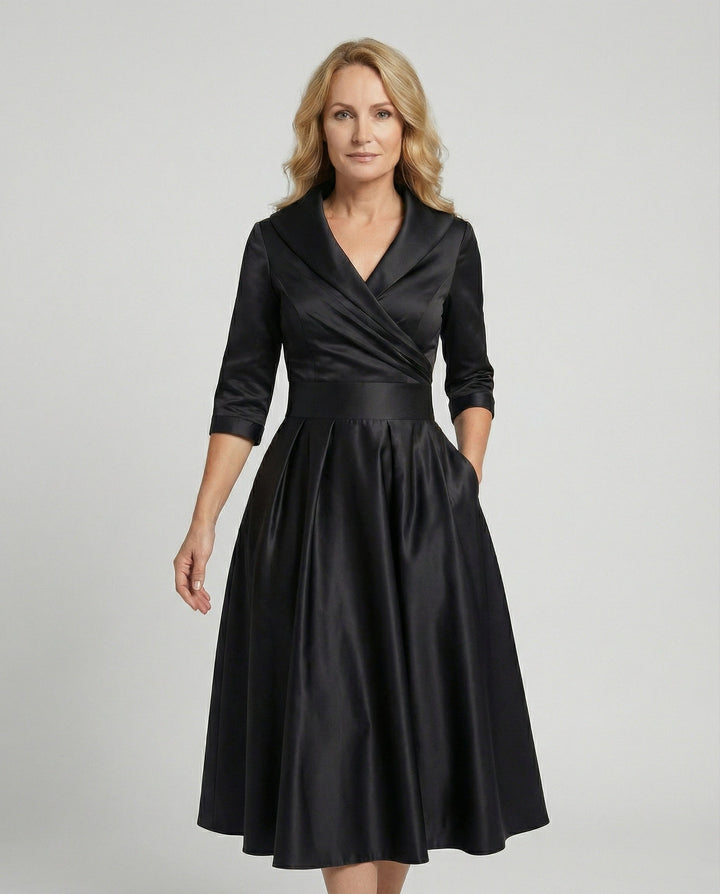 Grace - Formal Women's Plus Size Wedding Guest Dress with a Flattering Wrap Front
