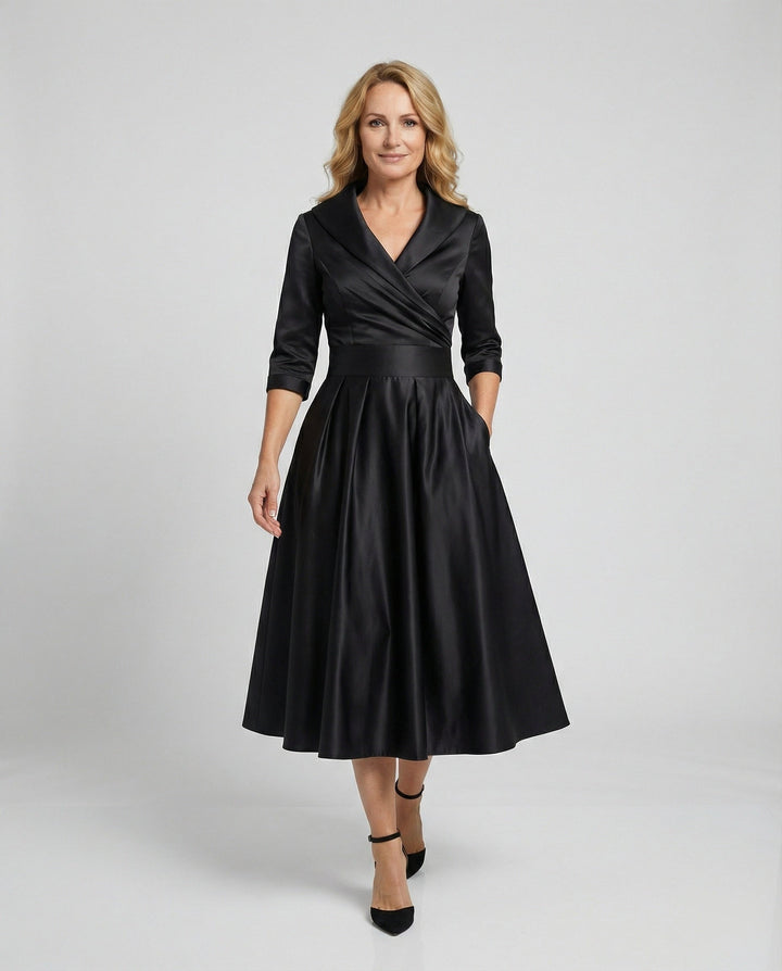 Grace - Formal Women's Plus Size Wedding Guest Dress with a Flattering Wrap Front