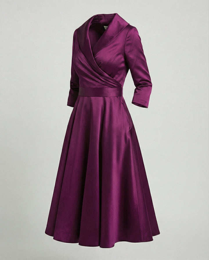 Grace - Formal Women's Plus Size Wedding Guest Dress with a Flattering Wrap Front