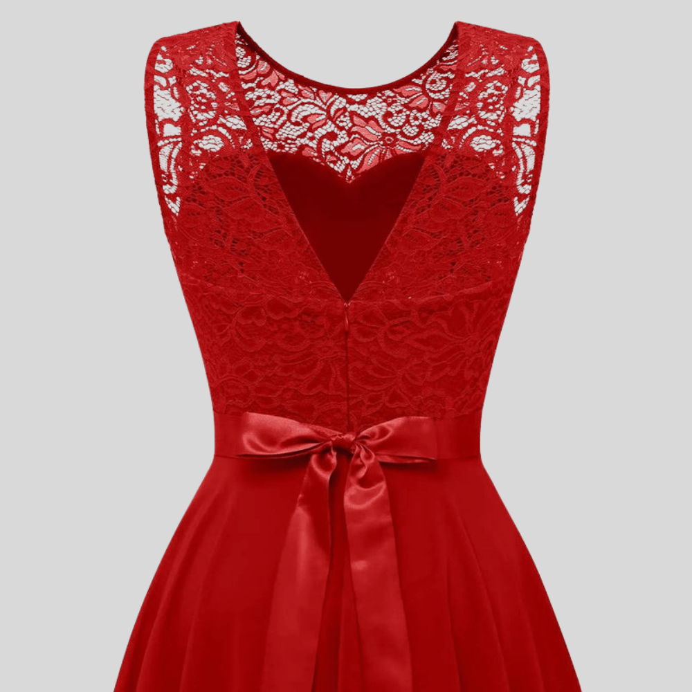 Grace - Formal Women's Wedding Guest Dress with Lace Bodice and High Low Hem