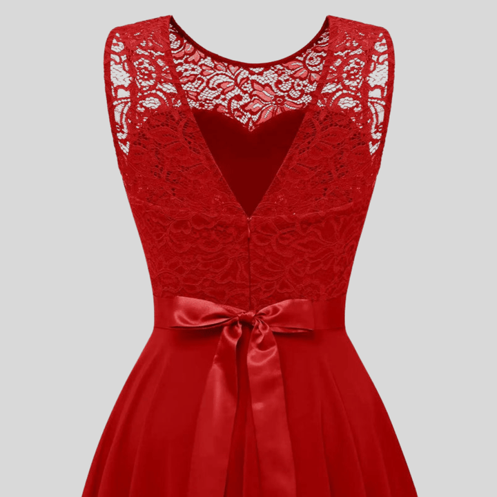 Grace - Formal Women's Wedding Guest Dress with Lace Bodice and High Low Hem