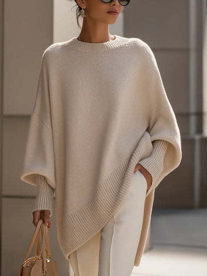 Rosie - Women's Oversized Knitted Jumper for Autumn with Ribbed Trim