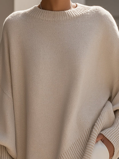Rosie - Women's Oversized Knitted Jumper for Autumn with Ribbed Trim