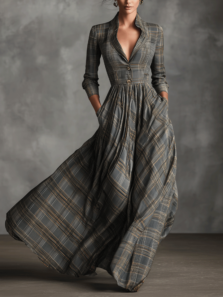 Grace - Vintage Wedding Guest Shirt Dress for Women with Button Front and Pleated Skirt