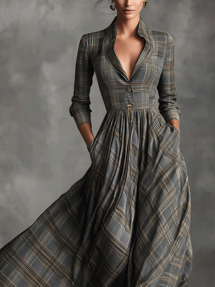 Grace - Vintage Wedding Guest Shirt Dress for Women with Button Front and Pleated Skirt